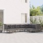 vidaXL Set de muebles de jardín 9 pzas y cojines ratán sintético gris