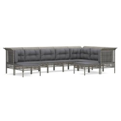 vidaXL Set de muebles de jardín 9 pzas y cojines ratán sintético gris