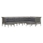 vidaXL Set de muebles de jardín 9 pzas y cojines ratán sintético gris