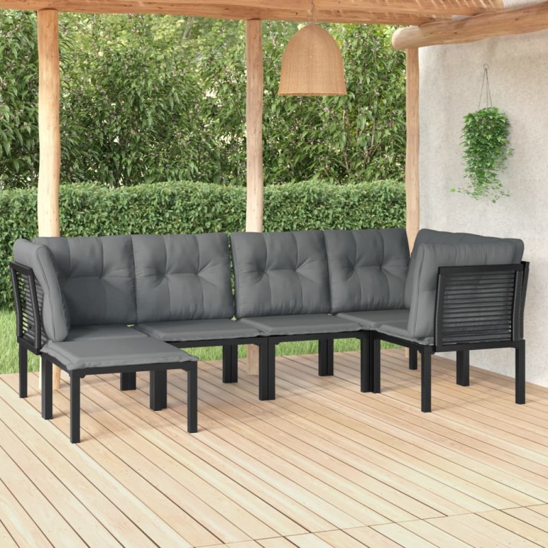 vidaXL Juego de muebles de jardín 6 pzas ratán sintético negro y gris