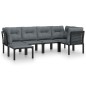 vidaXL Juego de muebles de jardín 6 pzas ratán sintético negro y gris