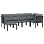 vidaXL Juego de muebles de jardín 6 pzas ratán sintético negro y gris