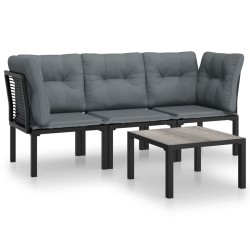 vidaXL Set de muebles de jardín 4 piezas ratán sintético negro y gris