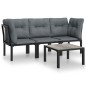 vidaXL Set de muebles de jardín 4 piezas ratán sintético negro y gris vidaXL Set de muebles de jardín 4 piezas ratán sintético negro y gris