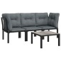 vidaXL Set de muebles de jardín 4 piezas ratán sintético negro y gris vidaXL Set de muebles de jardín 4 piezas ratán sintético negro y gris