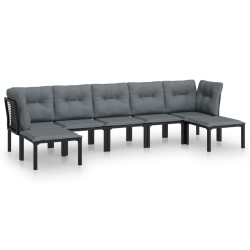 vidaXL Juego de muebles de jardín 7 pzas ratán sintético negro y gris