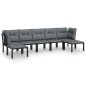vidaXL Juego de muebles de jardín 7 pzas ratán sintético negro y gris vidaXL Juego de muebles de jardín 7 pzas ratán sintético negro y gris