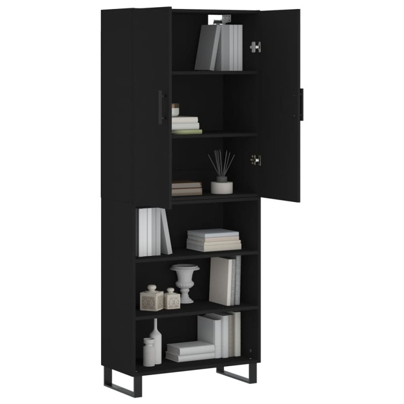 vidaXL Aparador alto madera contrachapada negro 69,5x34x180 cm vidaXL Aparador alto madera contrachapada negro 69,5x34x180 cm