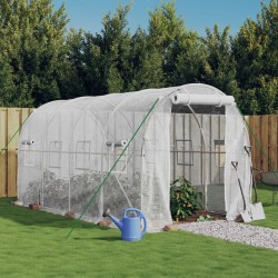 vidaXL Invernadero con estructura de acero blanco 8 m² 4x2x2 m