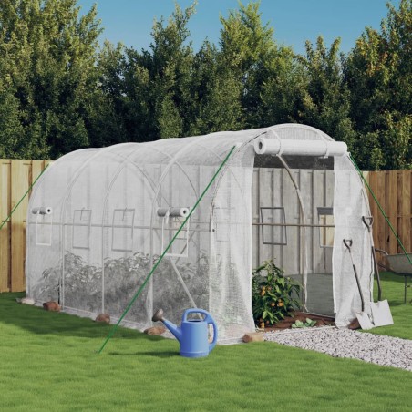 vidaXL Invernadero con estructura de acero blanco 8 m² 4x2x2 m