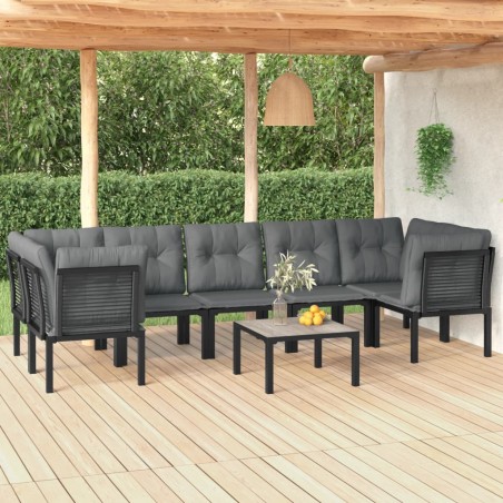 vidaXL Juego de muebles de jardín 8 pzas ratán sintético negro y gris