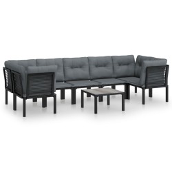 vidaXL Juego de muebles de jardín 8 pzas ratán sintético negro y gris