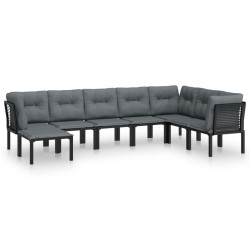 vidaXL Juego de muebles de jardín 8 pzas ratán sintético negro y gris