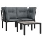 vidaXL Juego de muebles jardín 3 pzas ratán sintético negro y gris vidaXL Juego de muebles jardín 3 pzas ratán sintético negro y gris