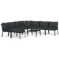 vidaXL Juego de muebles de jardín 9 piezas acero con cojines gris vidaXL Juego de muebles de jardín 9 piezas acero con cojines gris
