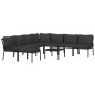 vidaXL Juego de muebles de jardín 9 piezas acero con cojines gris vidaXL Juego de muebles de jardín 9 piezas acero con cojines gris