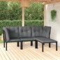 vidaXL Set de muebles de jardín 4 piezas ratán sintético negro y gris