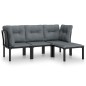 vidaXL Set de muebles de jardín 4 piezas ratán sintético negro y gris