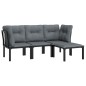 vidaXL Set de muebles de jardín 4 piezas ratán sintético negro y gris