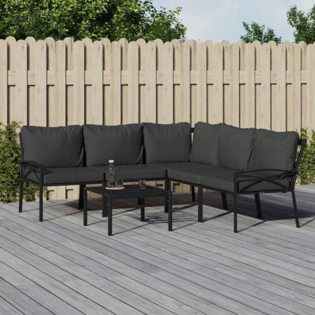 vidaXL Juego de muebles de jardín 6 piezas acero con cojines gris