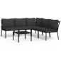 vidaXL Juego de muebles de jardín 6 piezas acero con cojines gris vidaXL Juego de muebles de jardín 6 piezas acero con cojines gris
