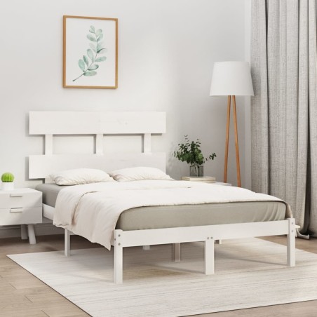 vidaXL Estructura cama doble pequeña madera maciza blanco 120x190 cm