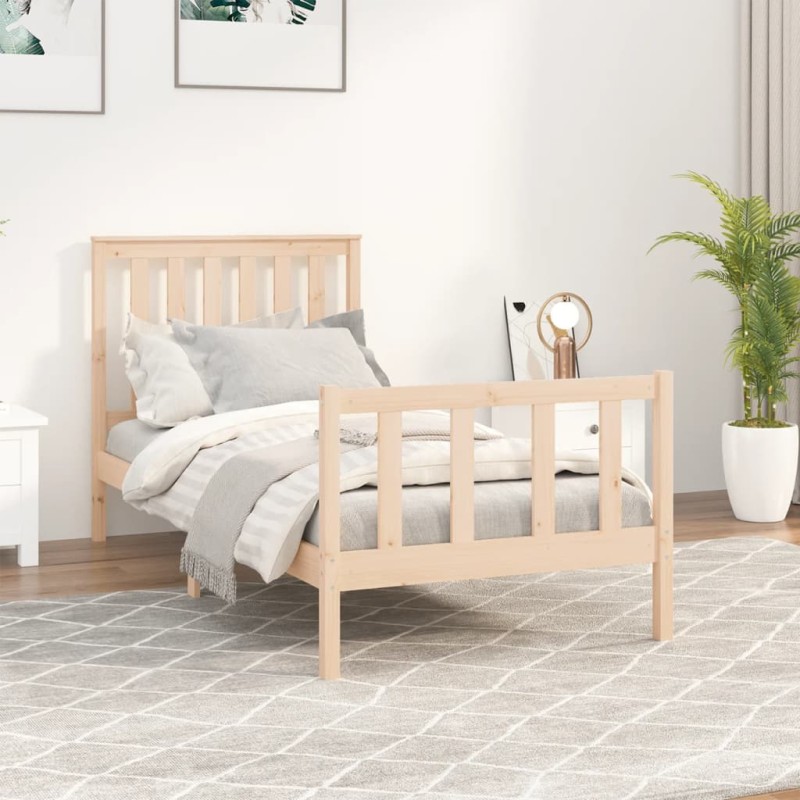 vidaXL Estructura de cama con cabecero madera maciza de pino 90x200 cm