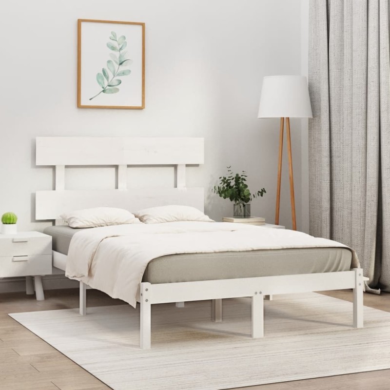 vidaXL Estructura de cama de madera maciza pino blanca 160x200 cm