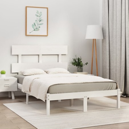 vidaXL Estructura de cama de madera maciza pino blanca 160x200 cm
