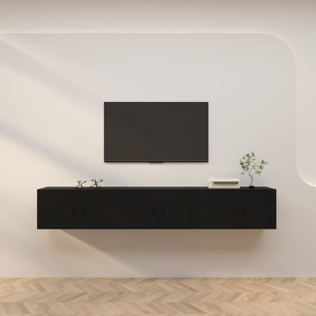 vidaXL Muebles para TV de pared 3 uds negro 80x34,5x40 cm