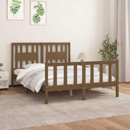 vidaXL Estructura cama con cabecero madera pino marrón miel 120x200 cm