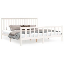 vidaXL Estructura de cama con cabecero madera de pino blanco 180x200cm