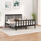 vidaXL Estructura de cama con cabecero madera pino negro 160x200 cm