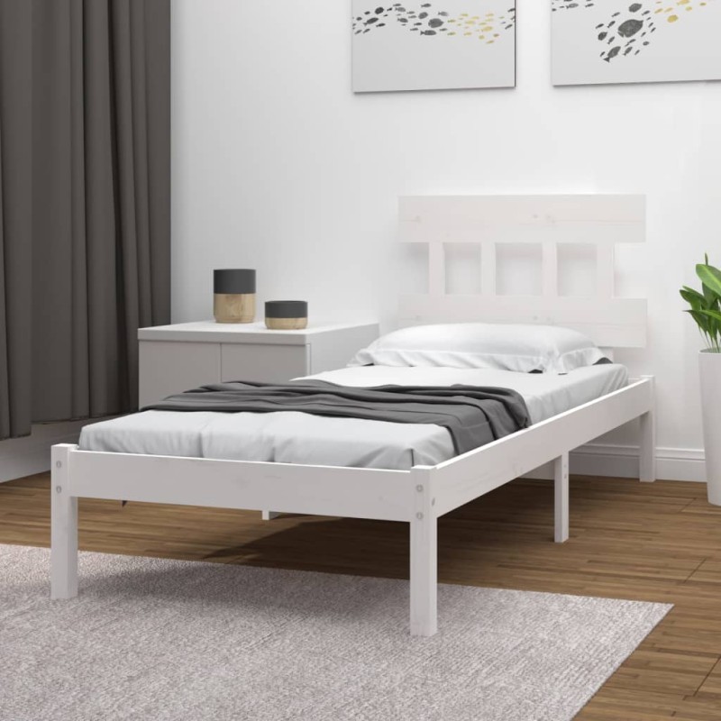 vidaXL Estructura de cama individual madera maciza blanco 75x190 cm vidaXL Estructura de cama individual madera maciza blanco 75x190 cm