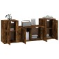 vidaXL Set de muebles de TV 3 pzas madera contrachapada roble ahumado vidaXL Set de muebles de TV 3 pzas madera contrachapada roble ahumado