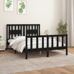 vidaXL Estructura de cama con cabecero madera pino negro 140x200 cm