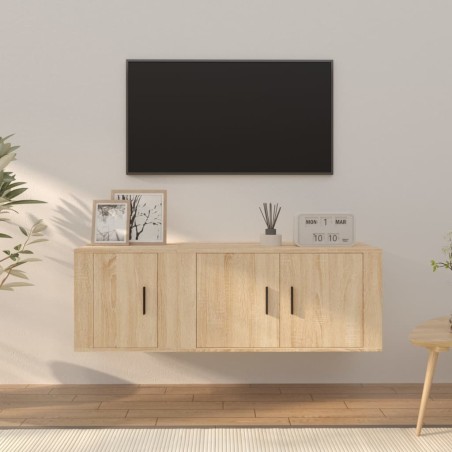 vidaXL Set de muebles para TV 2 pzas madera contrachapada roble sonoma