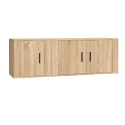 vidaXL Set de muebles para TV 2 pzas madera contrachapada roble sonoma