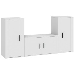 vidaXL Set de muebles de TV 3 piezas madera contrachapada blanco