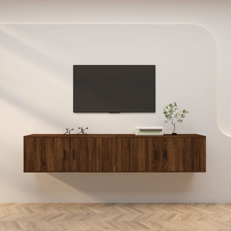vidaXL Muebles para TV de pared 2 uds roble marrón 100x34,5x40 cm vidaXL Muebles para TV de pared 2 uds roble marrón 100x34,5x40 cm