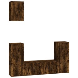 vidaXL Set de muebles de TV 5 pzas madera contrachapada roble ahumado