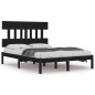 vidaXL Estructura de cama doble madera maciza negro 135x190 cm