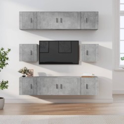 vidaXL Set de muebles de TV 8 pzas madera contrachapada gris hormigón
