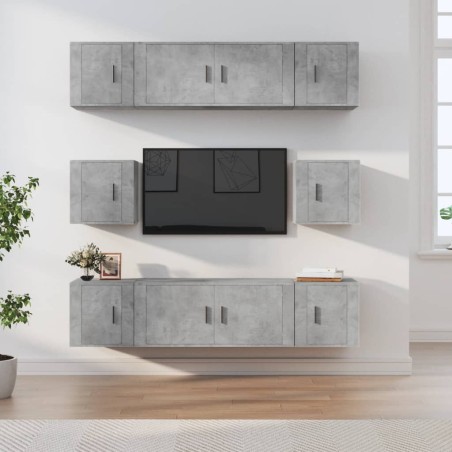 vidaXL Set de muebles de TV 8 pzas madera contrachapada gris hormigón