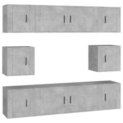 vidaXL Set de muebles de TV 8 pzas madera contrachapada gris hormigón