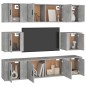 vidaXL Set de muebles de TV 8 pzas madera contrachapada gris hormigón