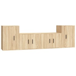 vidaXL Set de muebles para TV 4 pzas madera contrachapada roble Sonoma