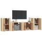 vidaXL Set de muebles para TV 4 pzas madera contrachapada roble Sonoma vidaXL Set de muebles para TV 4 pzas madera contrachapada roble Sonoma