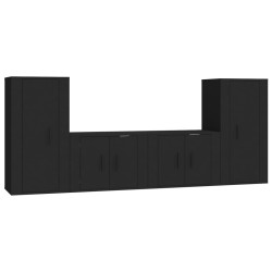 vidaXL Set de muebles para TV 4 piezas madera contrachapada negro