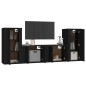 vidaXL Set de muebles para TV 4 piezas madera contrachapada negro
